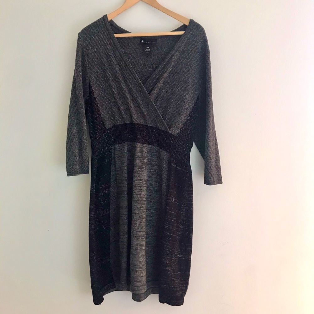 Lane Bryant Knit Sweater Dress Cross 14/16 gray
